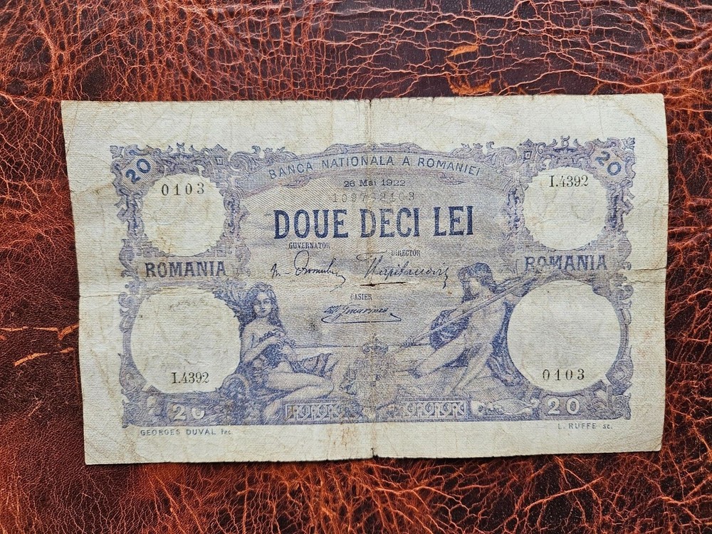 Romania 20 lei 1922 rare banknote