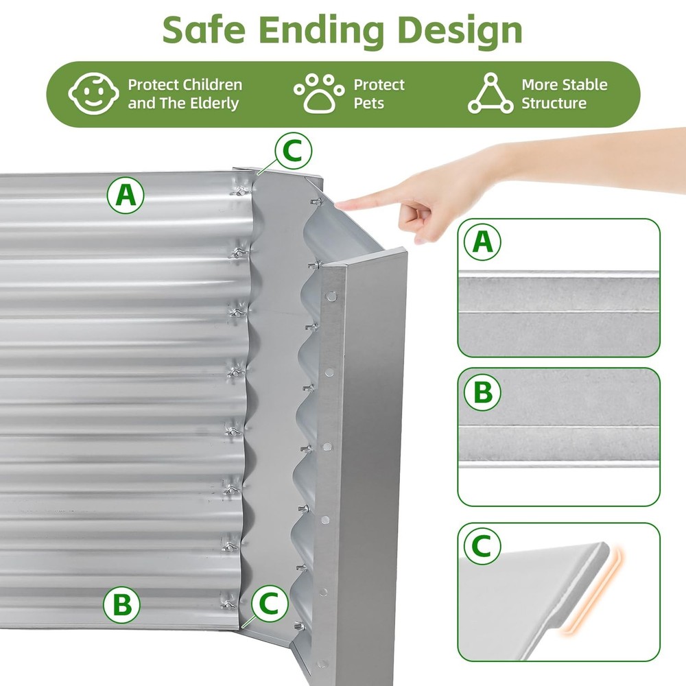 4x2x2ft (2 Pack) Raised Garden Bed - Galvanized Deep Root Planter Boxes Outdo...