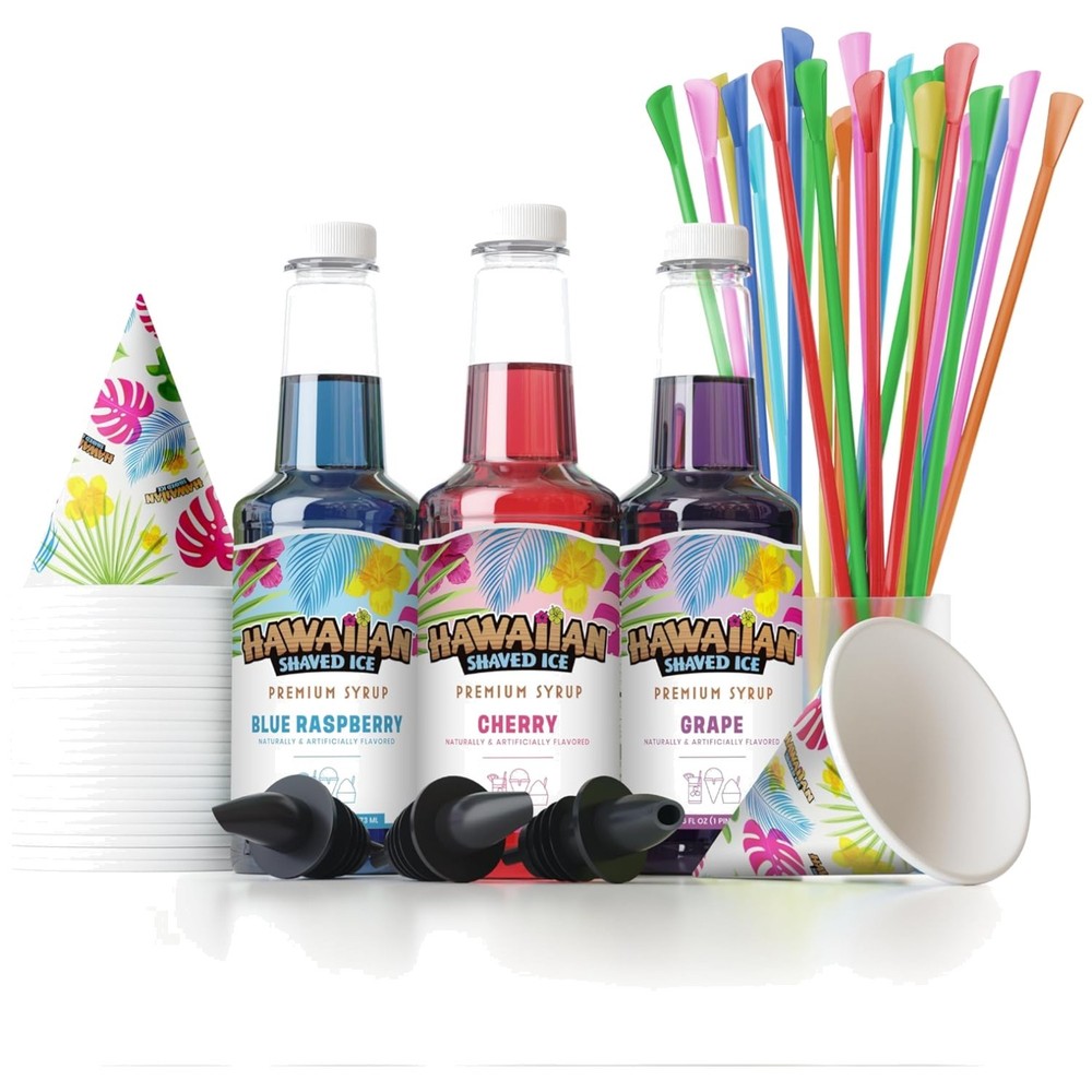 Snow Cone Syrup Bundle - Cherry, Blue Raspberry, Grape
