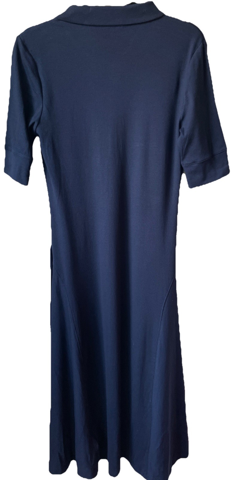 New Lauren Ralph Lauren Cotton-Blend Midi Polo Dress in Navy Blue Size Large