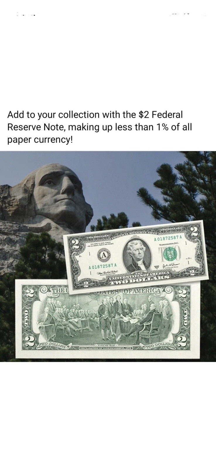 Two Dollar Bill Lot Of 7 NEW Crisp $2 Sequential 2017A 🇺🇸 🌟