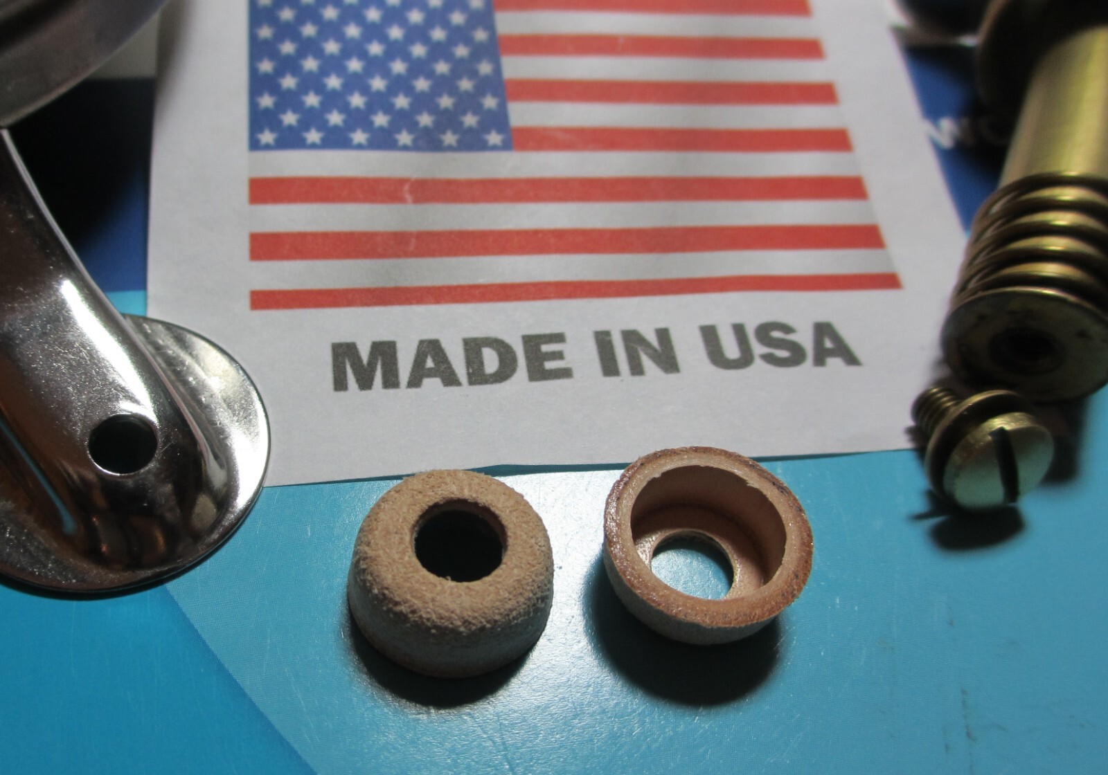 (2) - M-1942 / 45 - M-1950 MILITARY STOVE LEATHER PUMP CUPS!