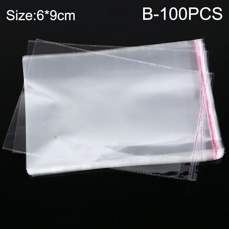 100-1000 Clear Poly Bags OPP Cellophane Plastic Cello Bag Self Adhesive Any Size