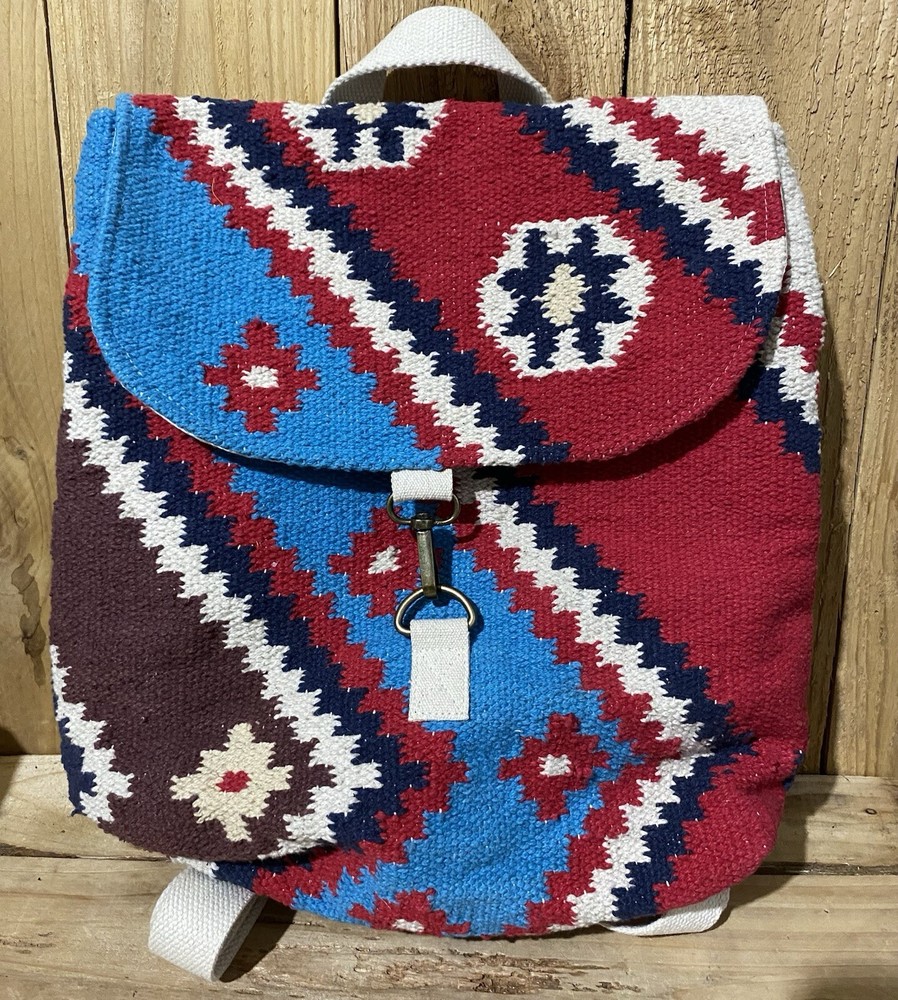Panache Backpack Aztec Inspired Woven Cream Multicolor Medium