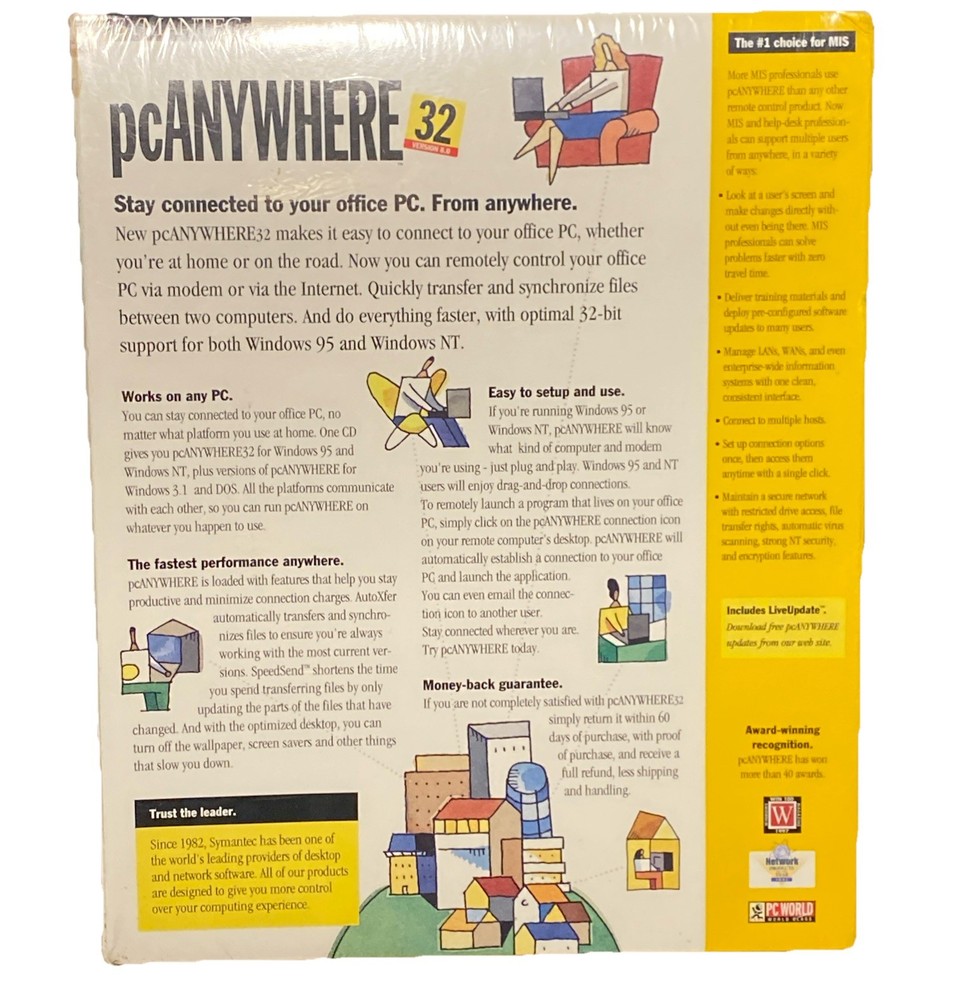 SYMANTEC PC Anywhere 32 Version 8.0 - PC CD-ROM Home Office Software, NEW SEALED