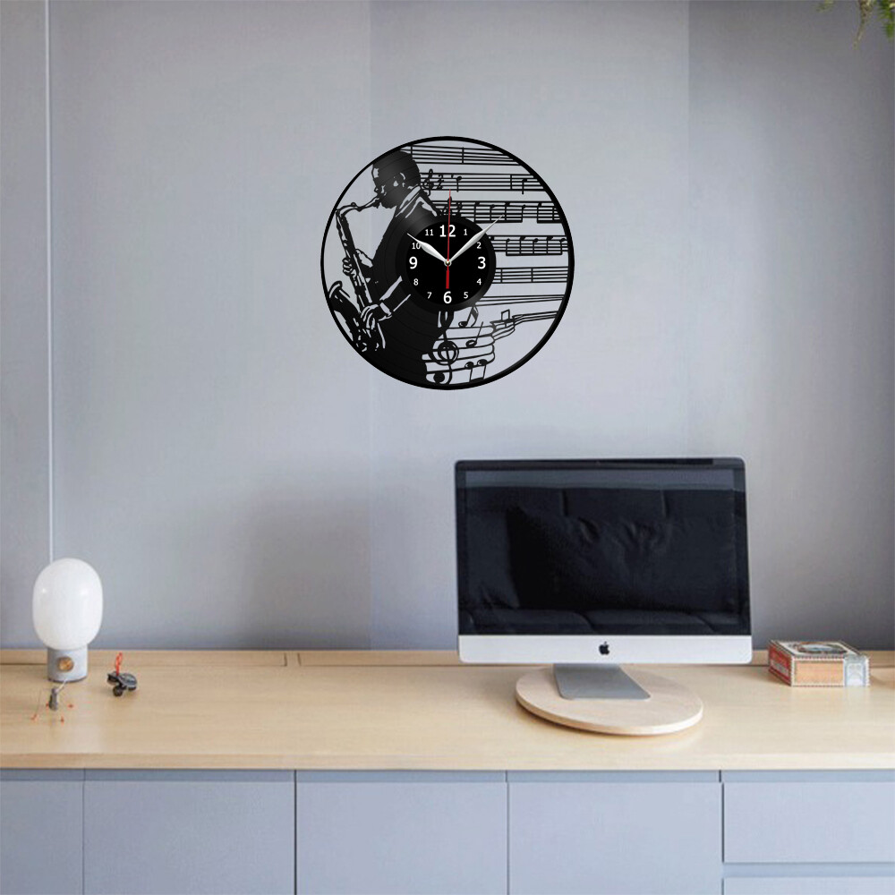 Jazz Vinyl Record Wall Clock Decor Handmade 3579