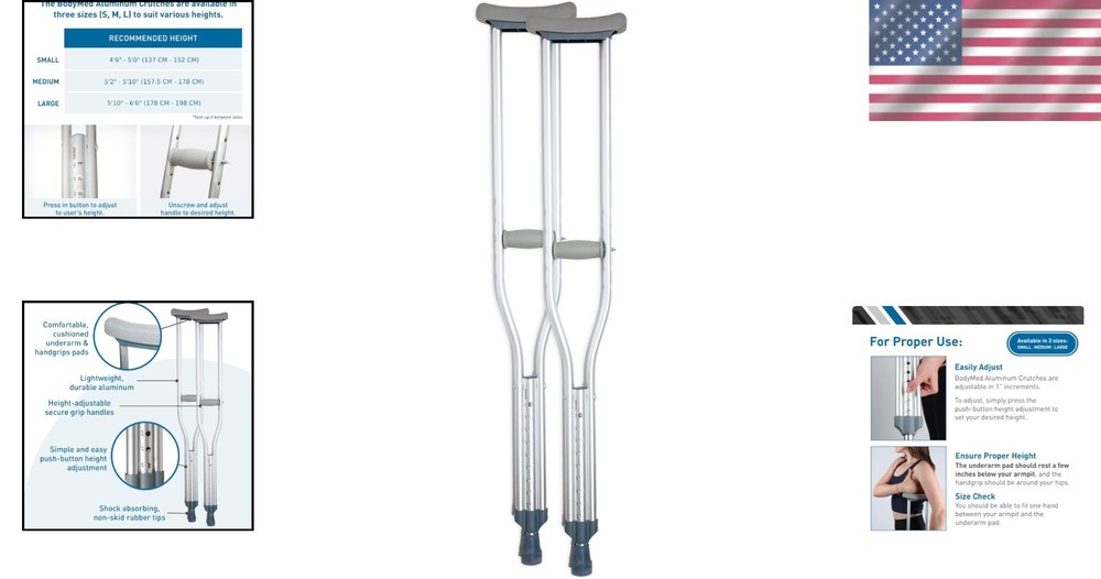 Lightweight Height Adjustable Crutches