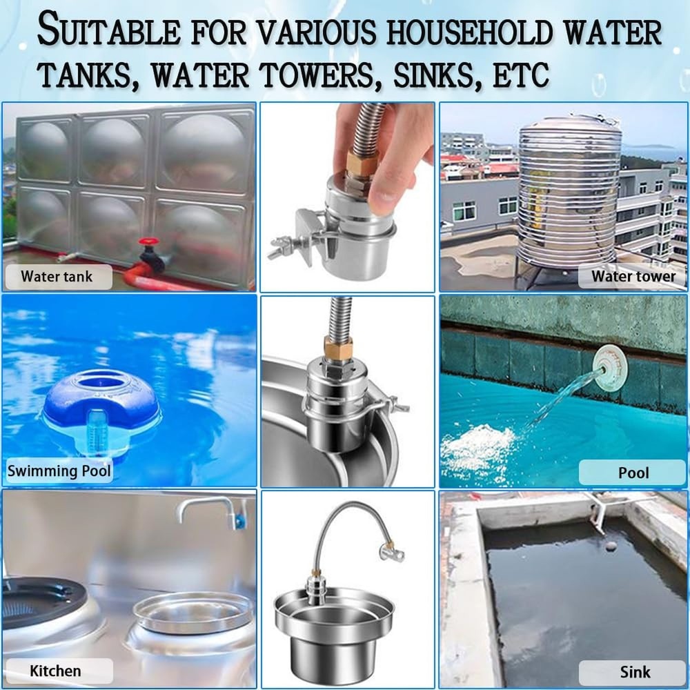 Float Valve,1/2" to 3/4'' water level control float valve, 304 Stainless Stee...