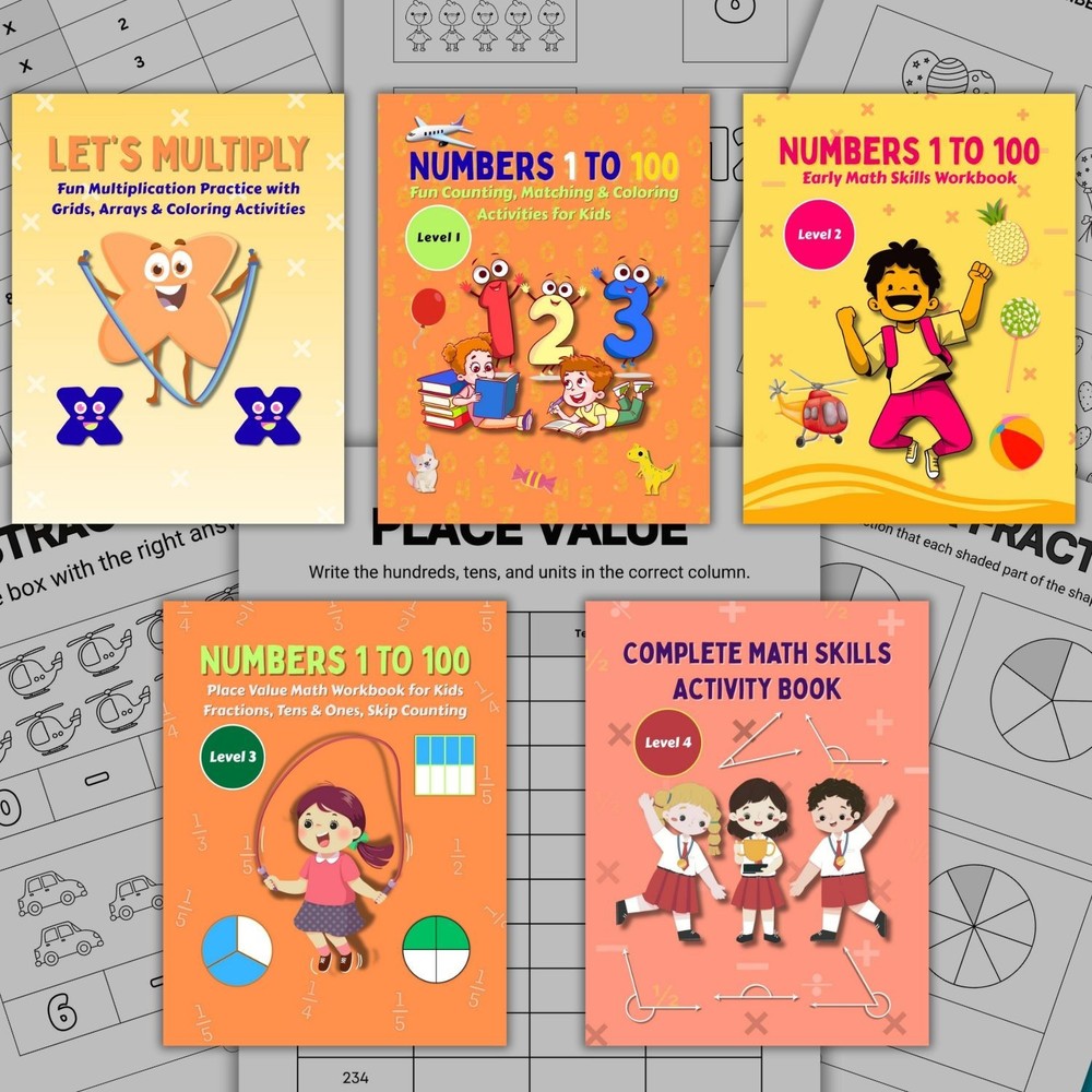 Complete Kids Math Activity Workbook Bundle | Ages 4-9 | Printable Worksheets