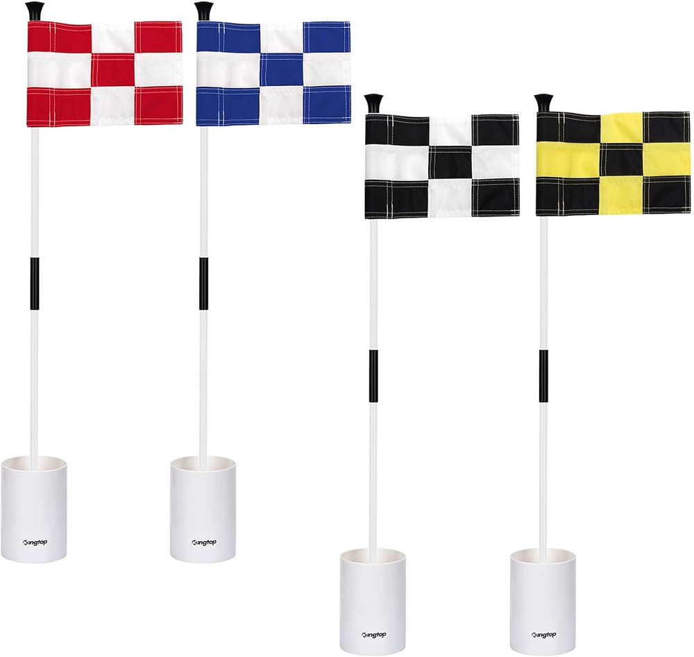 Mini Golf Flagstick Set with 3ft Pole, 6" Cups - 4-Pack for Yard Practice