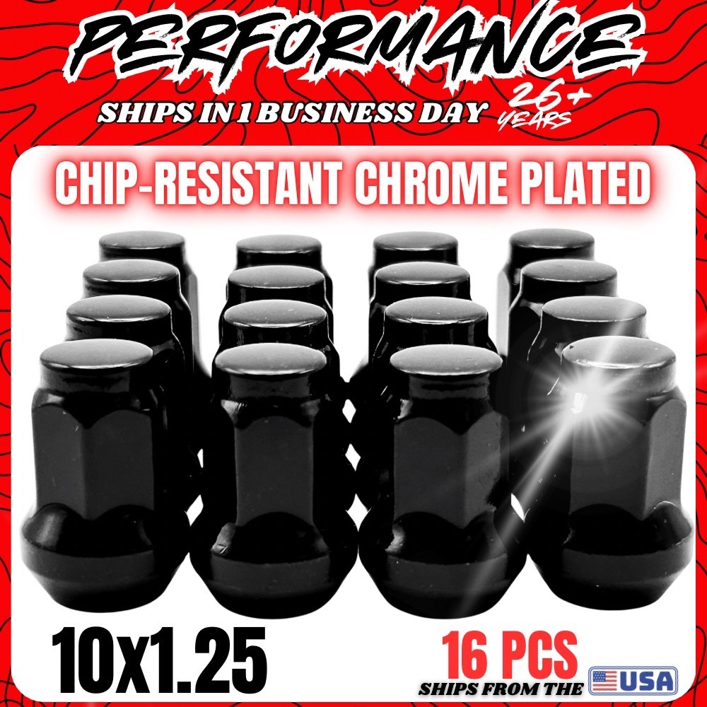 16 Bulge Lug Nuts 2009-2026 Yamaha YFZ 450R YFZ450R ATV Wheel Rim Nut Black