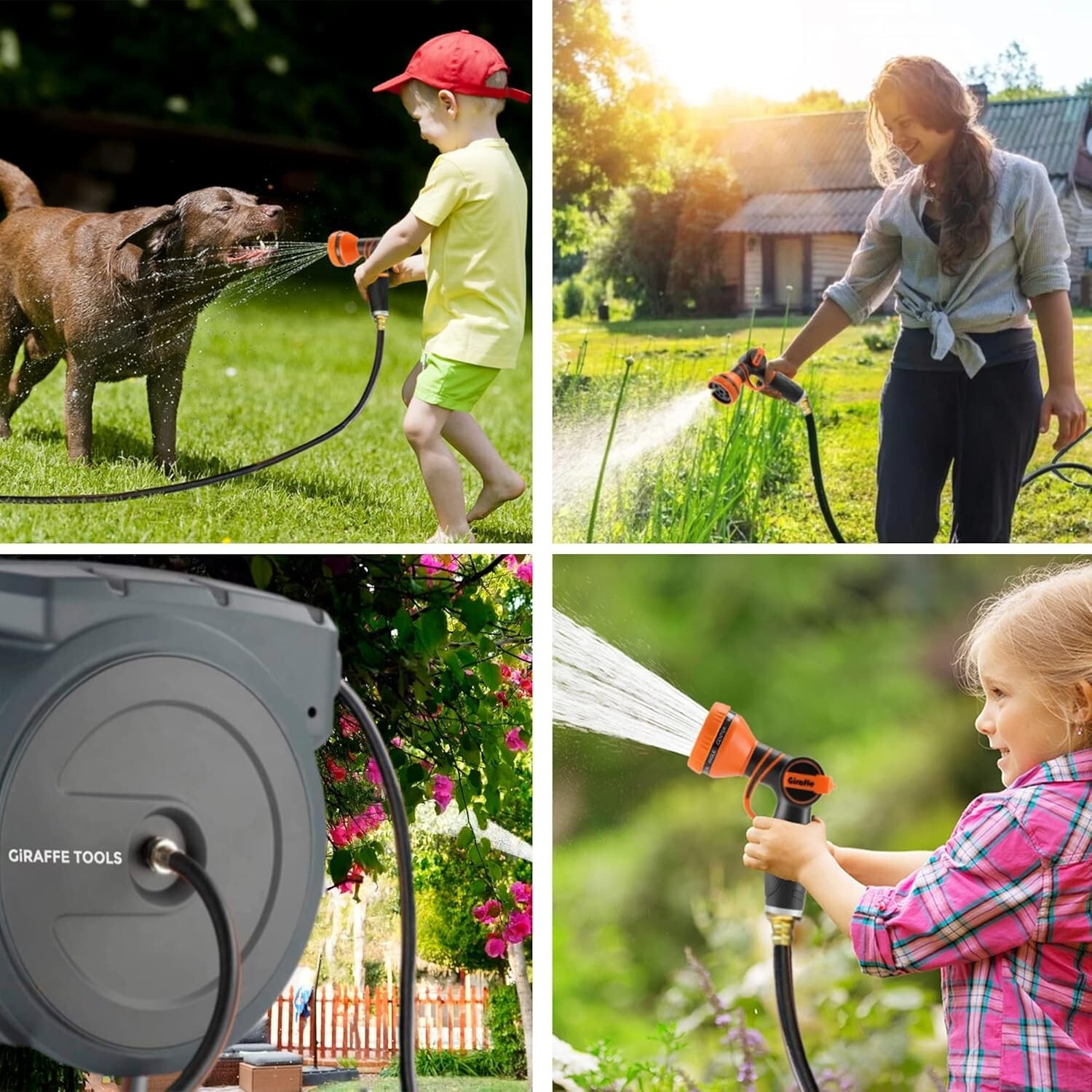 Giraffe Tools Retractable Garden Hose Reel 5/8 x 115 ft