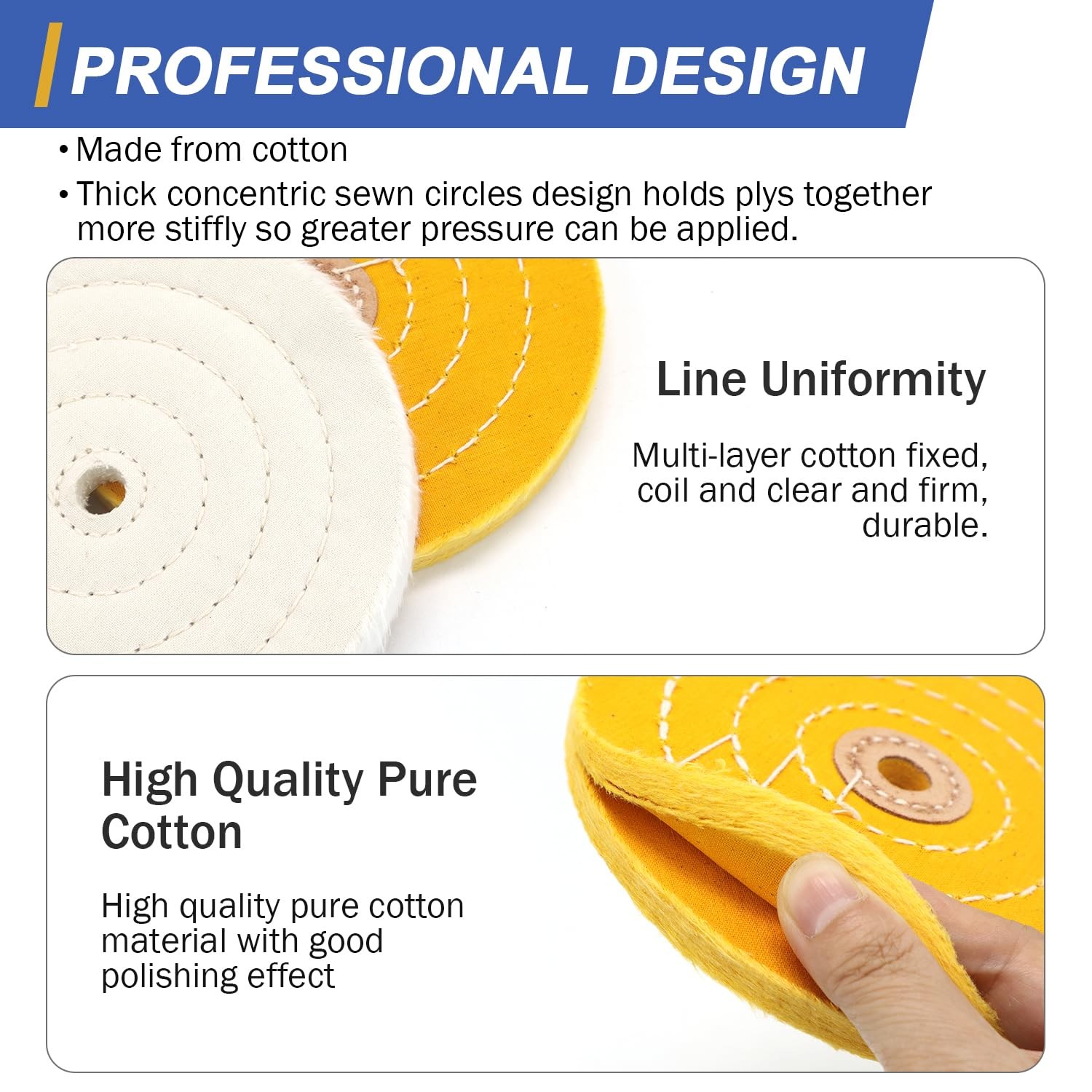 6inch Buffing Polishing Wheels 1/2" Arbor Hole,Fine (40Ply) / Medium (30Ply) ...