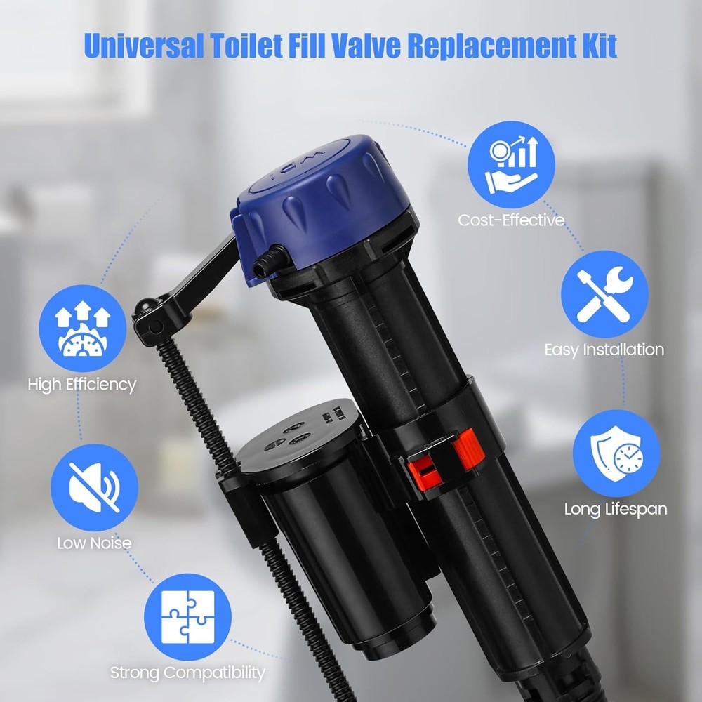 Jamini Toilet Fill Valve Replacement Kit, Quick-Install Inlet Small, Black