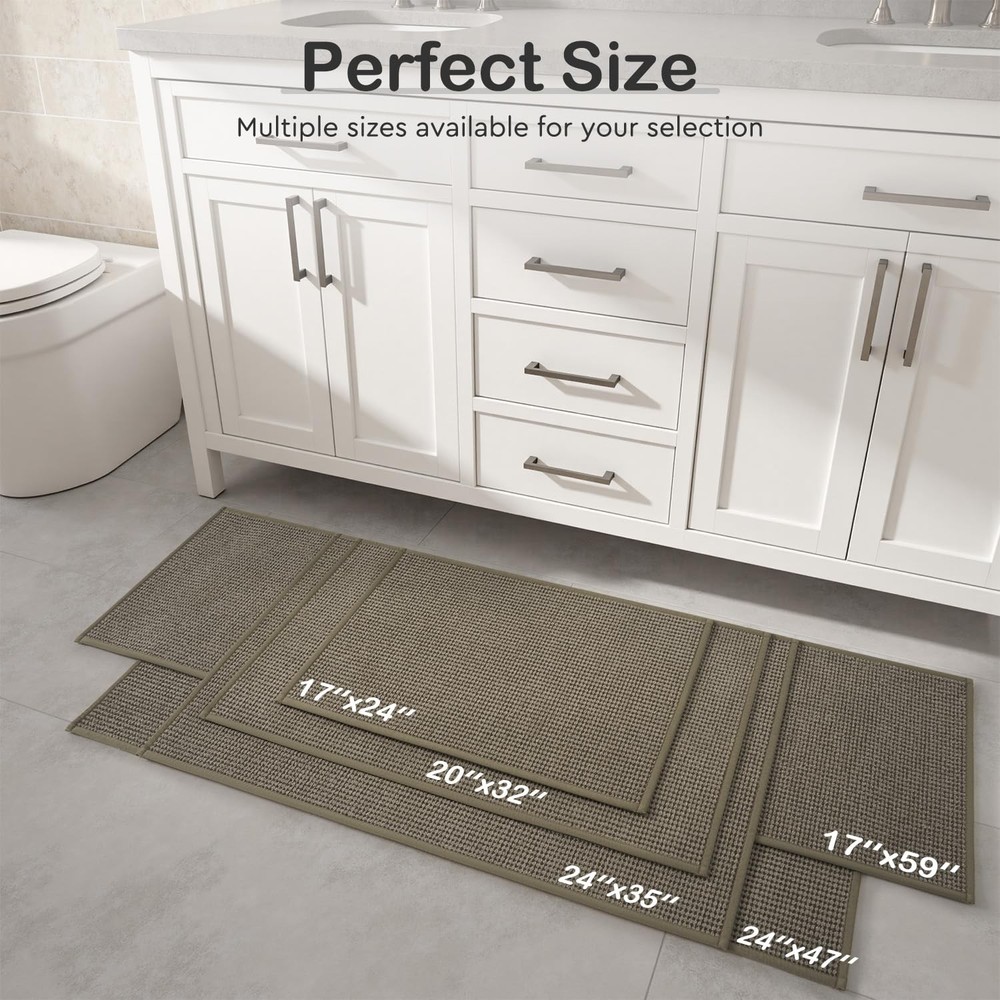 Bathroom Runner Rugs-Chenille Absorbent Bath Mat Runner Quick Dry-Rubber Back...