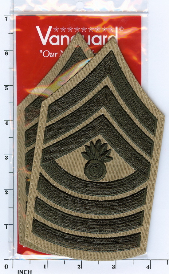 USMC Master Gunnery Sergeant MGySgt E9 Marines grn/tan Chevrons PATCH pair Khaki