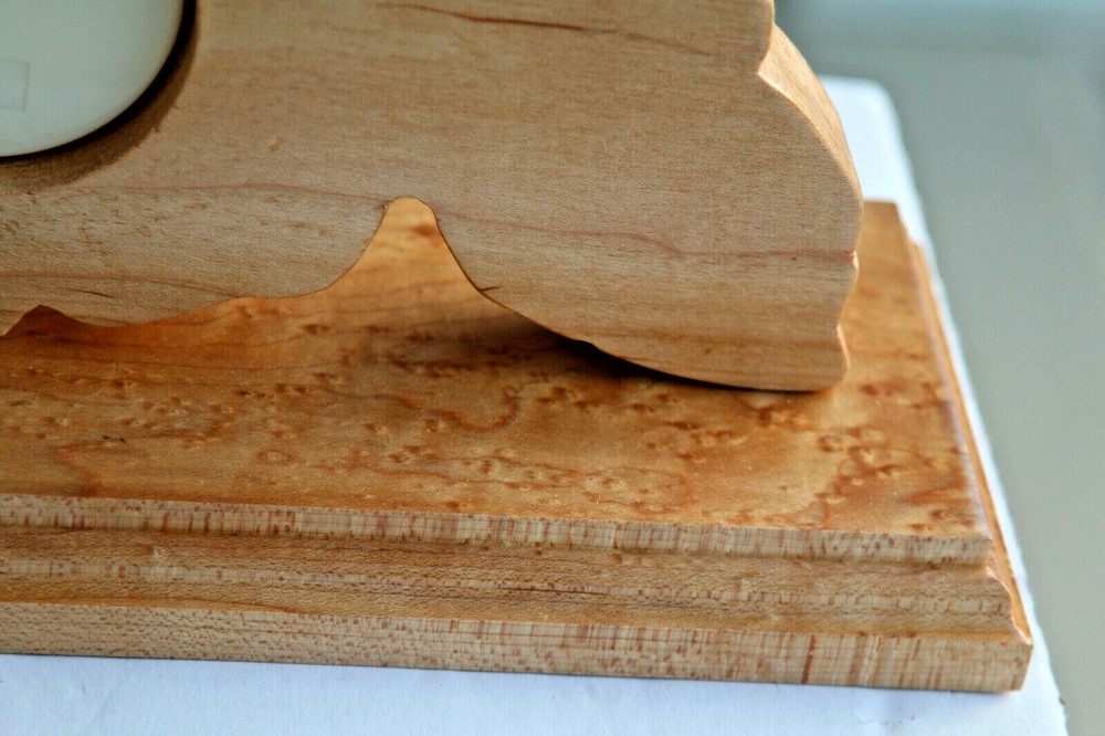 Clock Quartz Shelf/mantel solid figured Maple COCKER SPANIEL 3A batt,7.25" tall