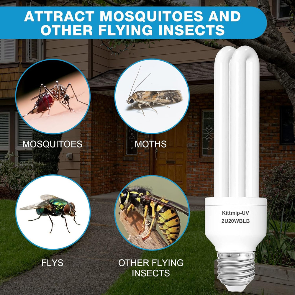 2 Pieces Bug Zapper Light Bulb 2U Type E27 20W Replacement Bulbs Compatible with