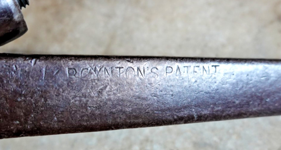 Antique "BOYNTON" ADJUSTABLE ALLIGATOR WRENCH Jun 14 1887 Mechanic Carpenter