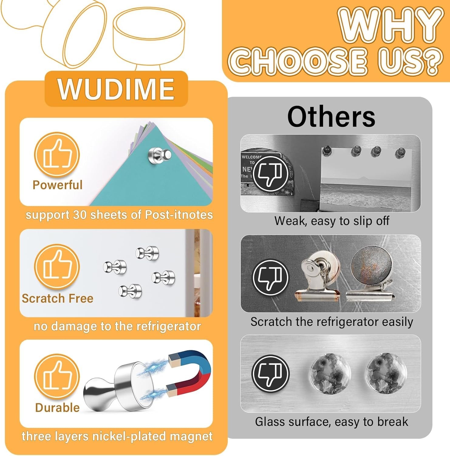 12Pcs Strong Fridge Magnets for Whiteboard Kitchen Office Locker Heavy Duty