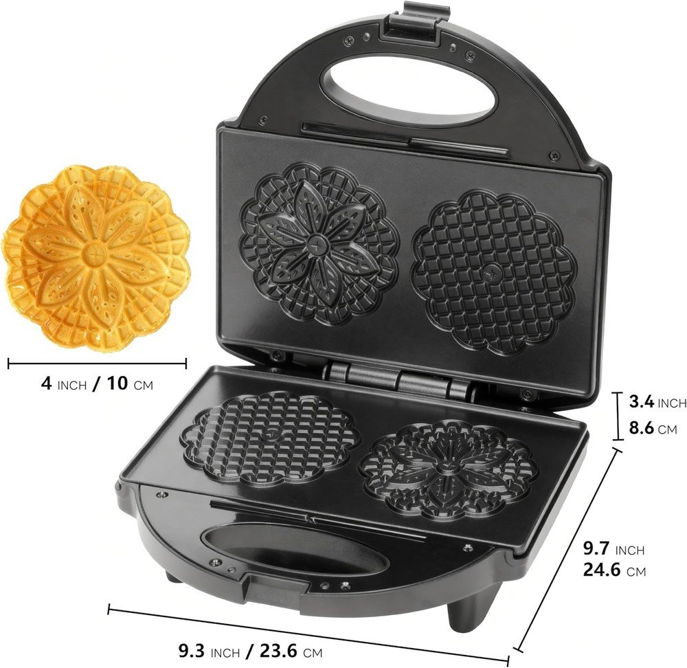 Pizzelle Maker Non-Stick Electric Pizzelle Cookie Baker Press Snowflake Pattern