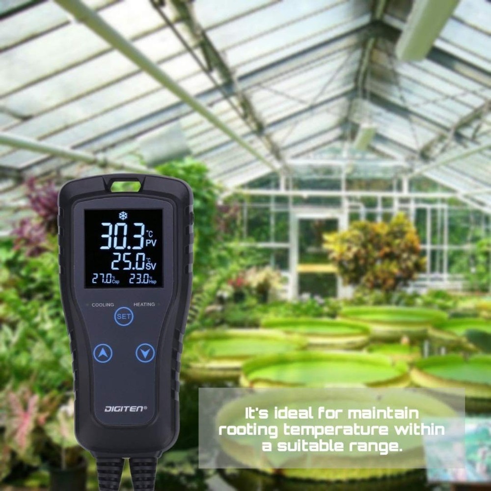 Digital Temperature Controller 2-Stage Thermostat Outlet Heating & Cooling Mo...