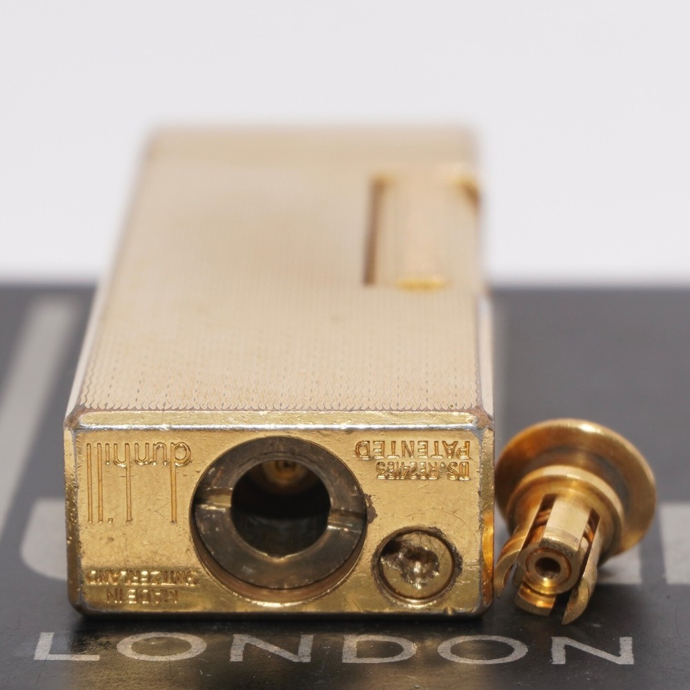 Dunhill Lighter Gold plate Basket Check Pattern_Ultrasonically cleaned_Working