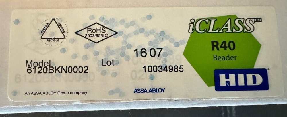 HID-iClass R40 Smart Card Reader, Model 6120BKN0002-New