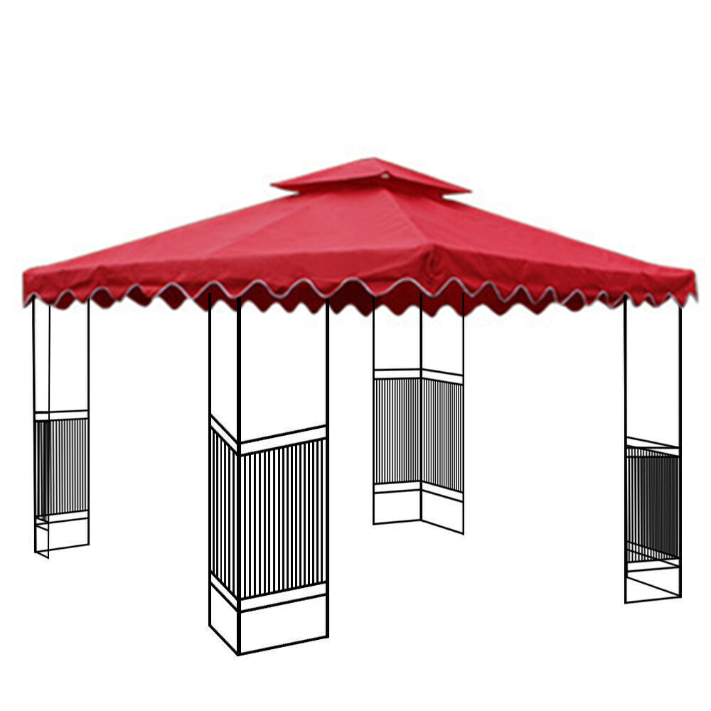 10'x10' Waterproof Gazebo Top Replacement Canopy 1 2Tier UV Sunshade Patio Cover