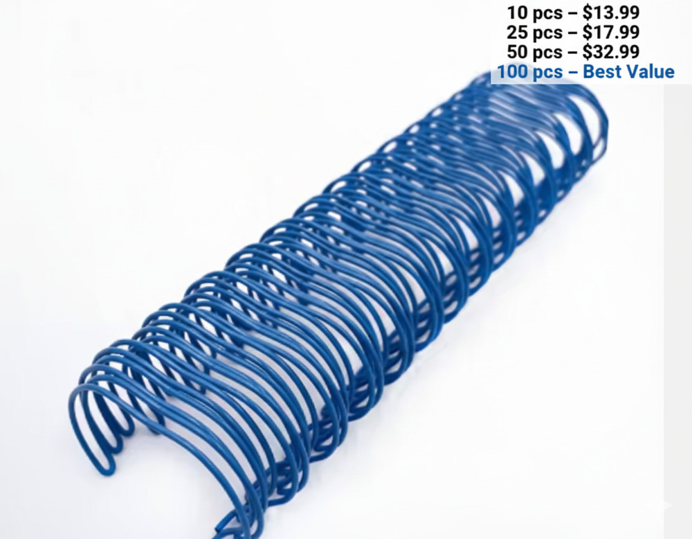 Wire Binding 5/8” Blue – 50pcs – 2:1 Pitch Bookbinding Wire