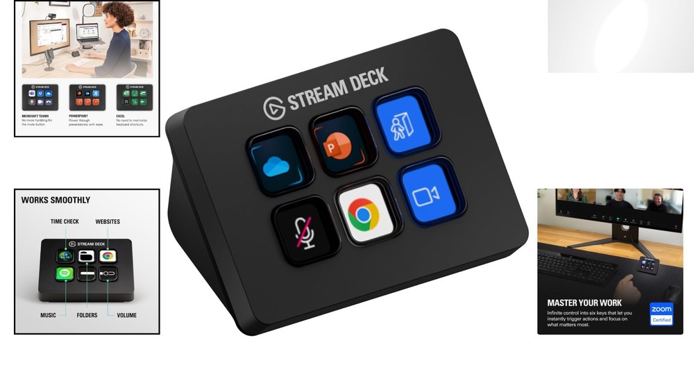 Stream Deck Mini: USB Productivity Booster with 6 Customizable Keys - Black