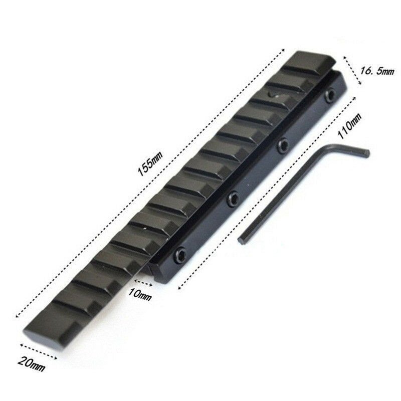 Extended Flat Scope Mount Base Riser 20mm Weaver Picatinny Rail Mount 155mm Long
