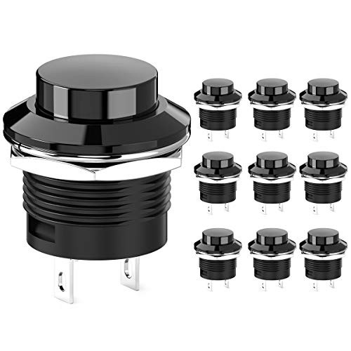 Momentary Push Button Switch Mini No Lock Round Switch AC 250V / 3A Black Cap