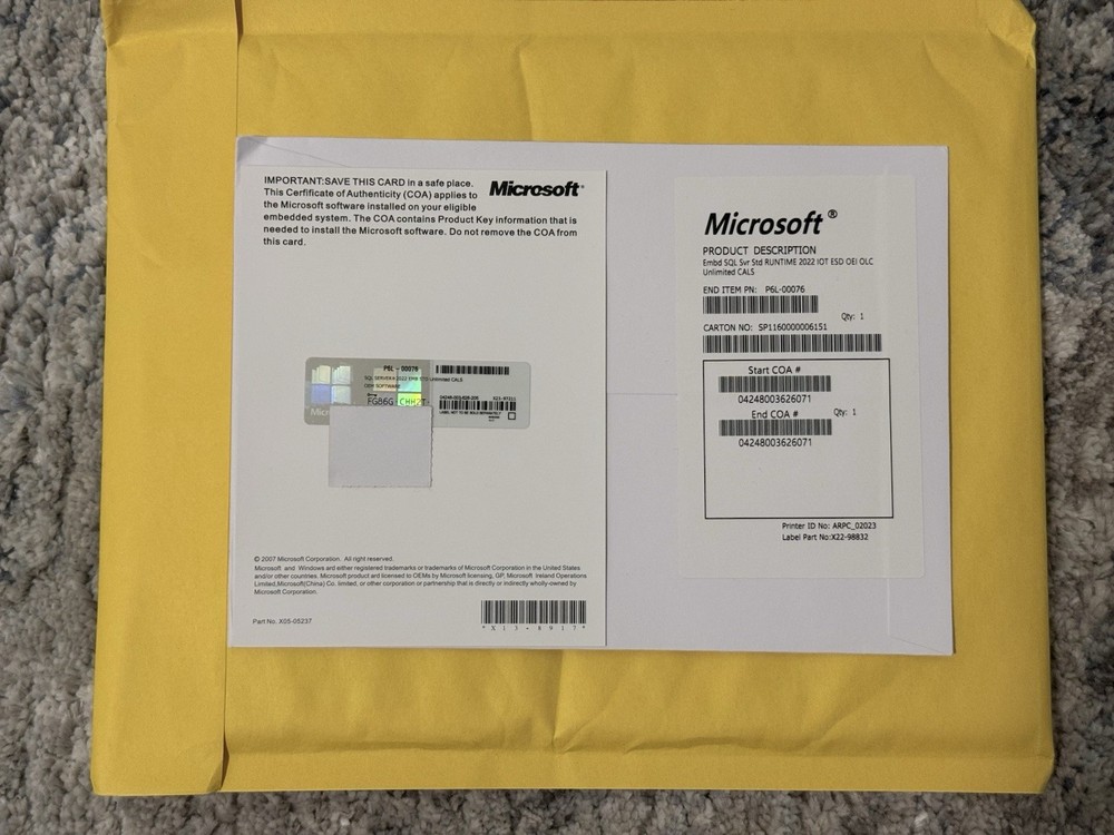 Microsoft SQL Server Standard 24 Core DVD Unlimited User CALs with COA Key