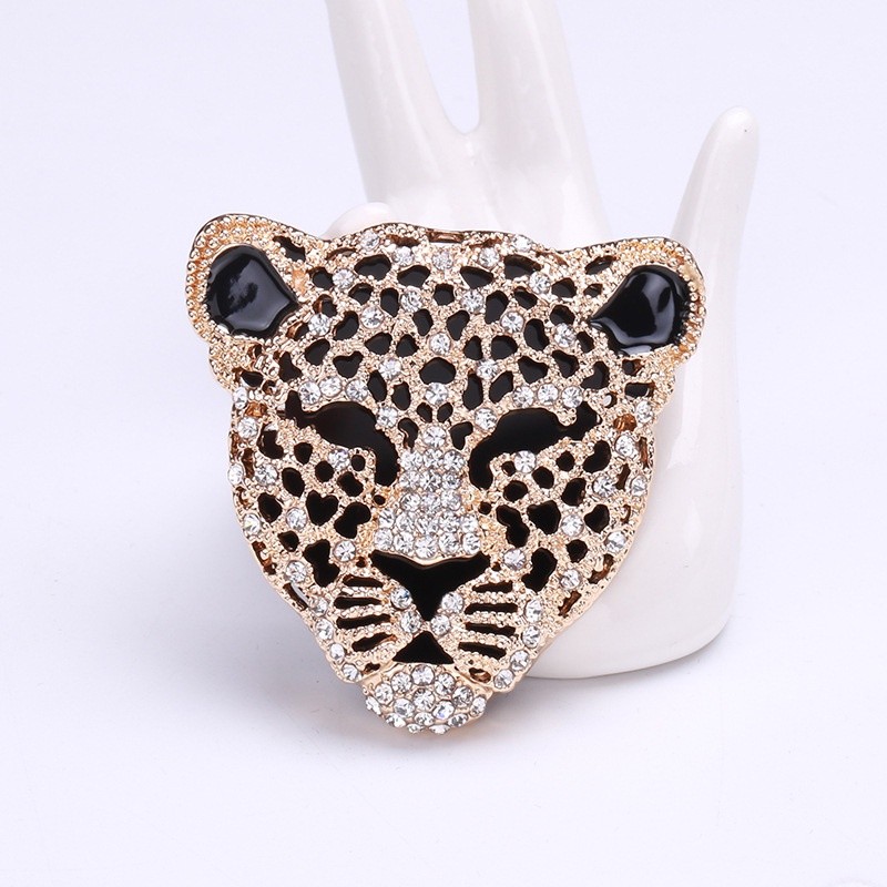 Crystal Leopard Head Brooch for Women Fashion Retro Animal Corsage Pins Unisex