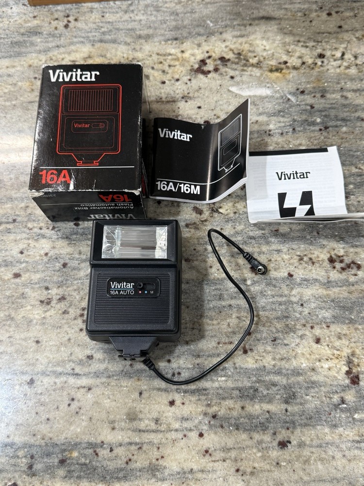 Vintage Vivitar 16A Automatic Flash With Box And Documents
