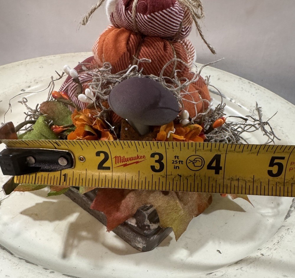 Handcrafted Primitive Fall Stuffed Stacking Pumpkin Shelf Sitter Square Base