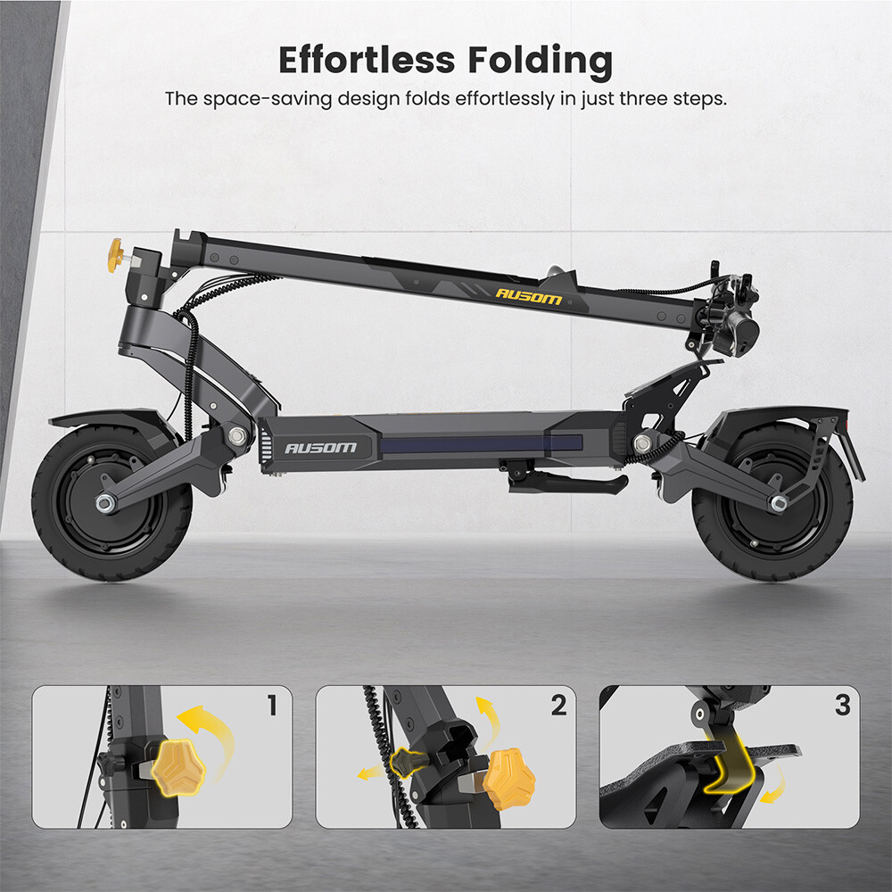 Ausom DT2 Pro Adult Electric Scooter,2*1100W Motor,115km Max Range,10*3.0in Tire