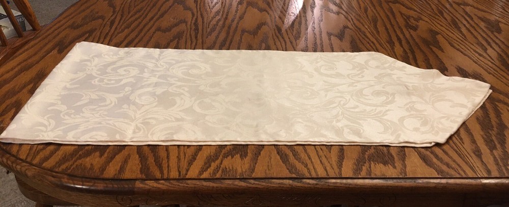 Table Runner Yellow Jacquard Silky Fabric