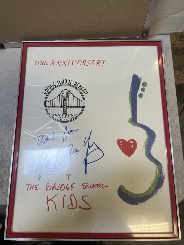Neil Young Bridge School Benefit 10th Anniversary Poster w/ Frame and Cover