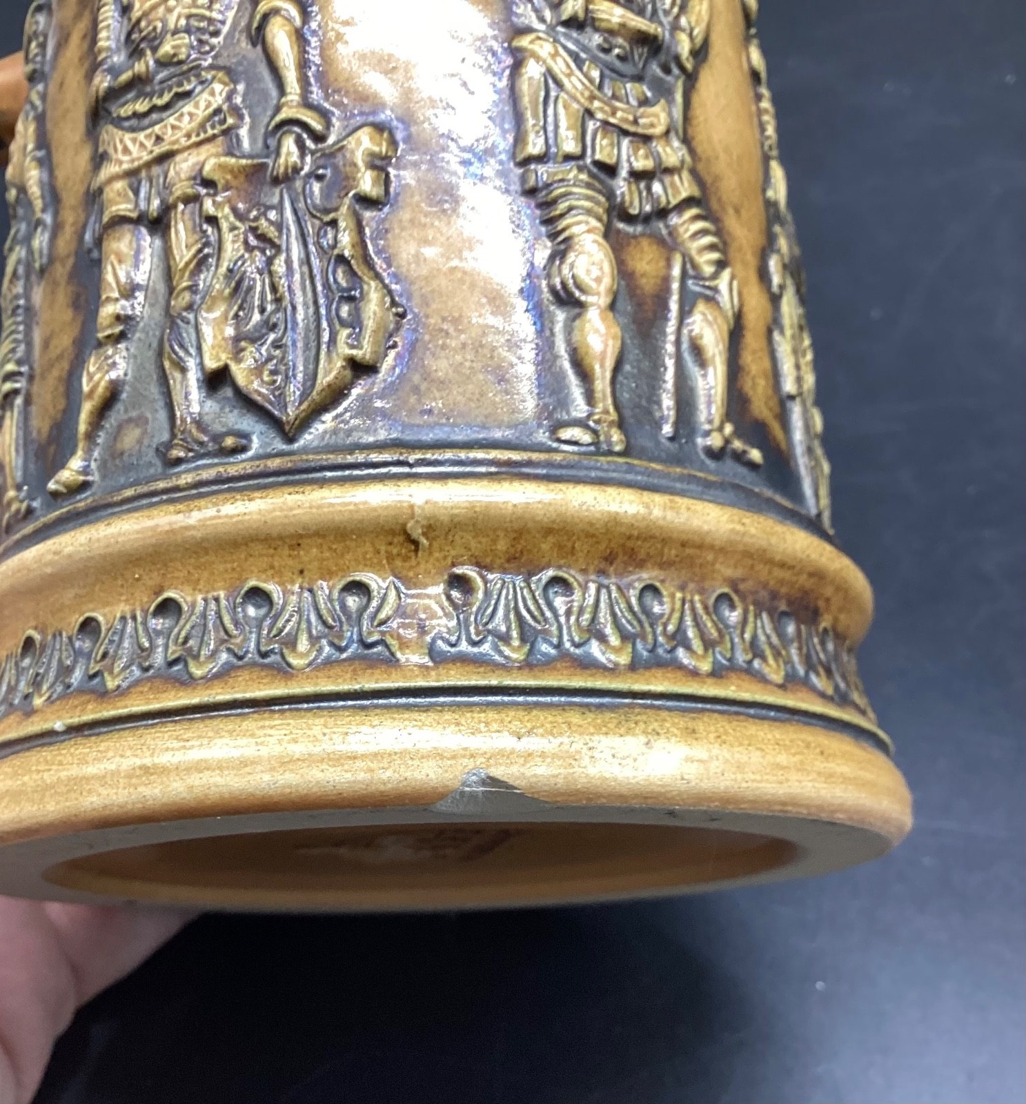 Vintage Gerz Stoneware W.Germany Beer Stein/Mug w/Men in Armor