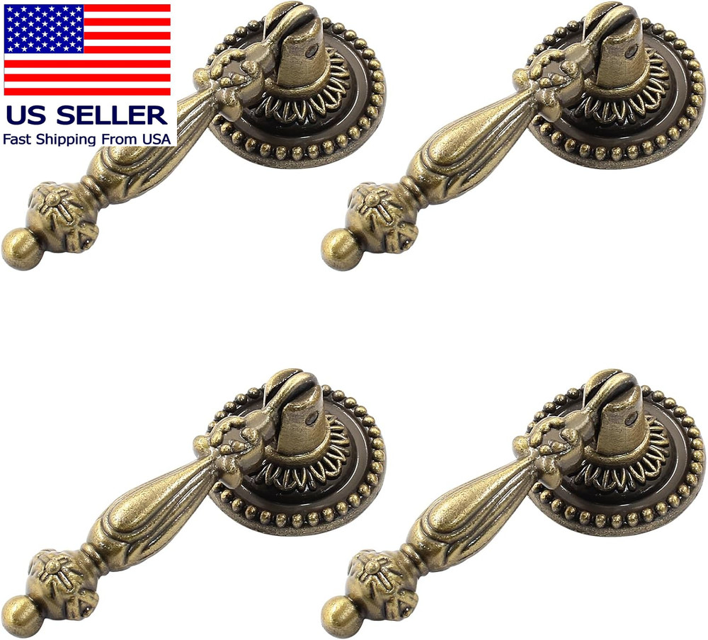6PCS Antique Style Tear Drop Pulls - Vintage Cabinet Decorative Pull Handle Knob