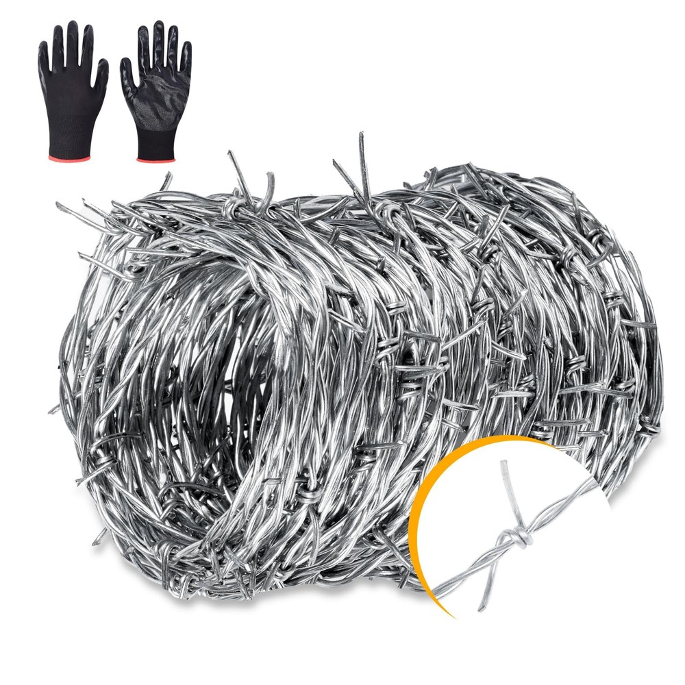 AggFencer 25ft Barbed Wire, 2 Point 16 Gauge 2-points 16ga, Silver