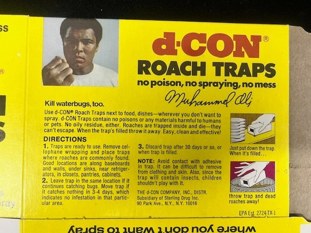 1970's Muhammad Ali " d-Con ROACH TRAPS Box (Box Only - NO Traps)