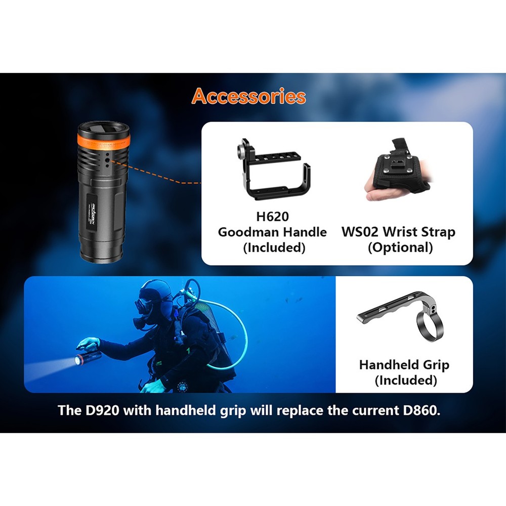 OrcaTorch D920 5000 Lumens Tech Dive Light