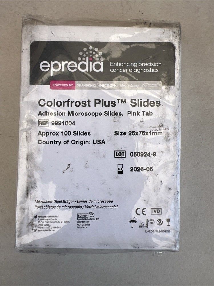 Epredia Colorfrost Plus Adhesion Microscope Slides Pink Tab 100 Per Box