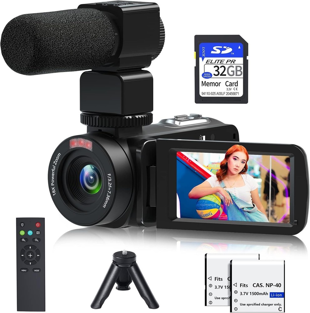 1080P Video Camera Bundle with Night Vision & Remote
