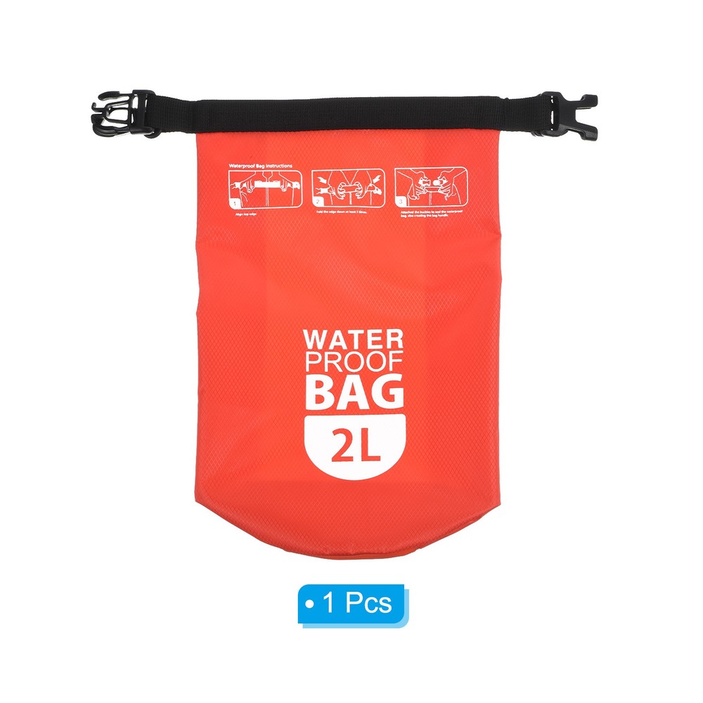 Floating Waterproof Dry Bag, 2L Float Dry Bag Roll with Clear Window, Red