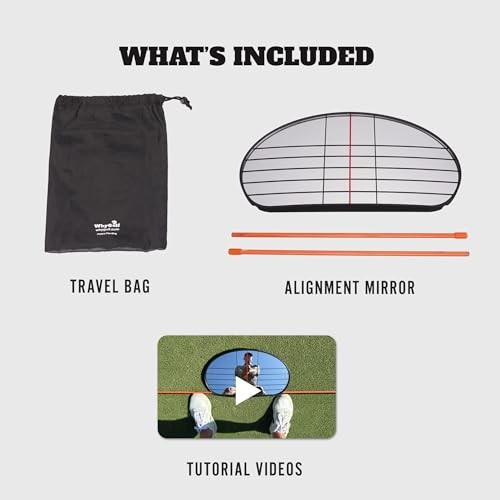 Alignment Mirror with 2 Alignment Rods, Portable Golf Training Aid for Swing