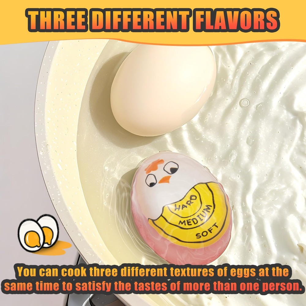Yellow Egg Timer for Hard and Soft Boiled Eggs, Color Changing, 2 PCS